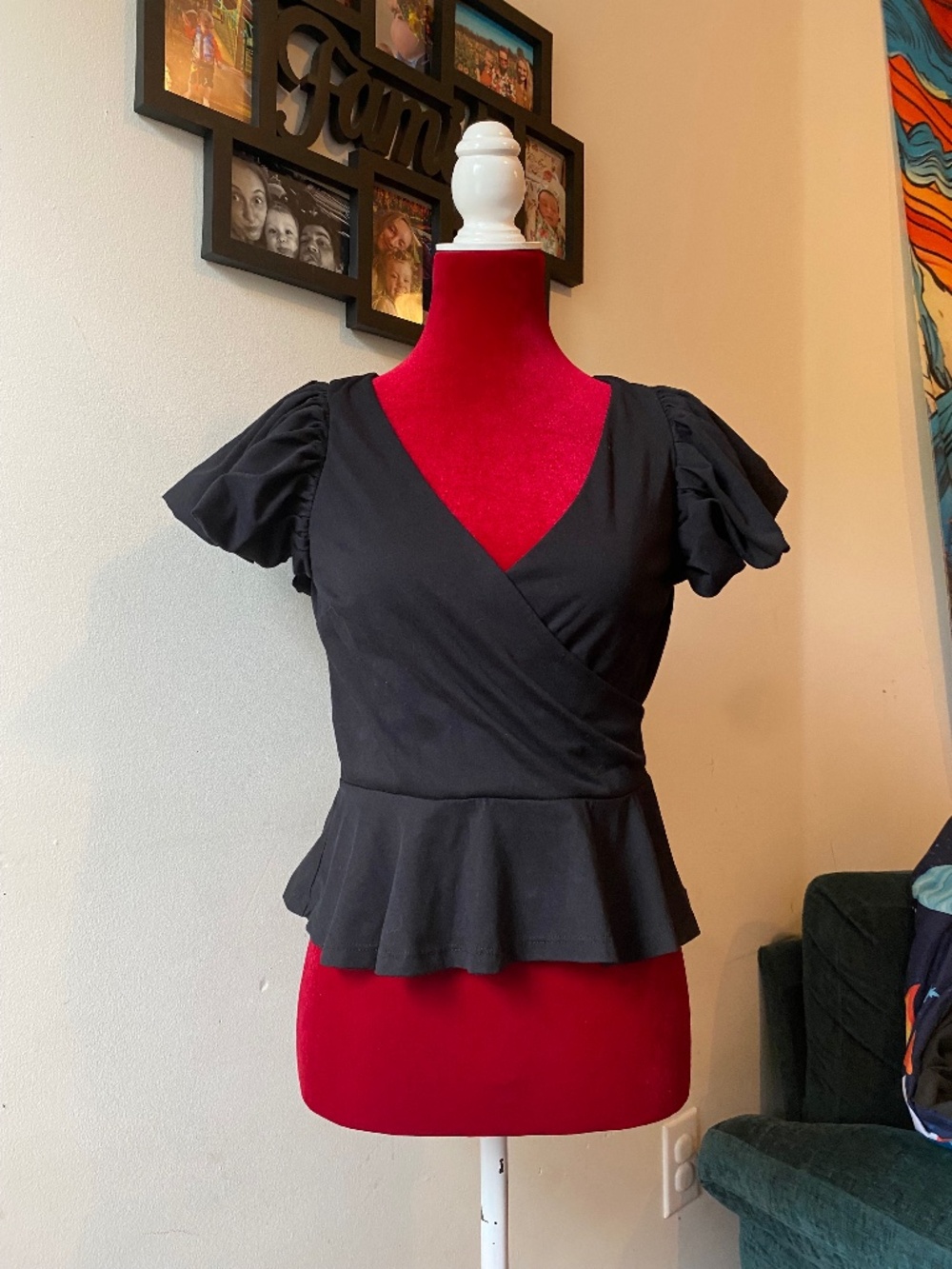 Express V-neck flutter sleeve wrap peplum top